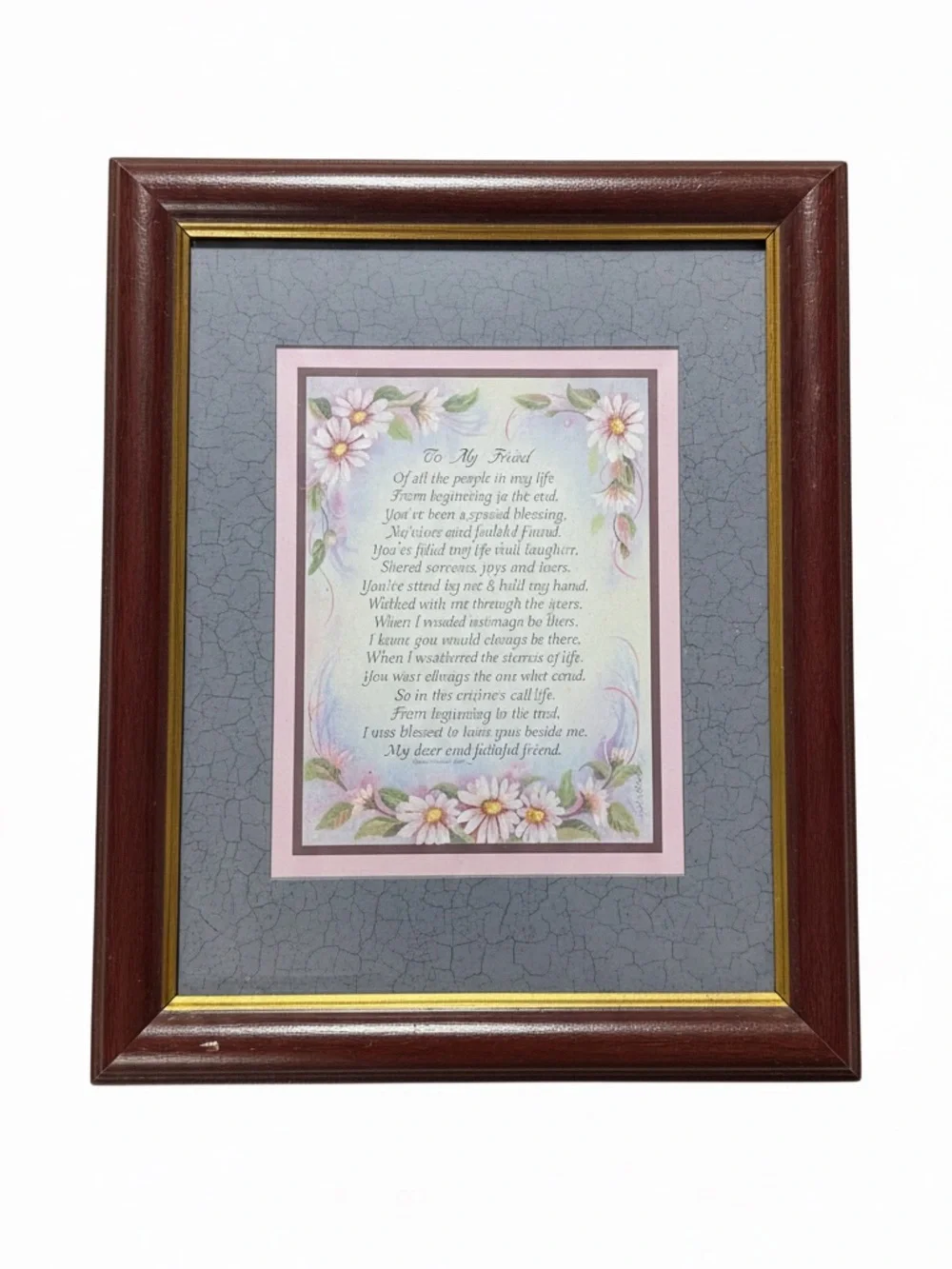 Home Interiors Brown Wood Picture Frame with Gold Trim